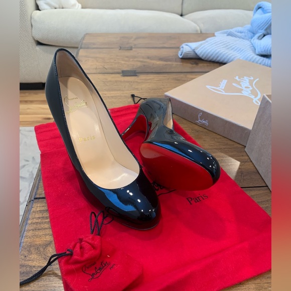 NEW Christian Louboutin Simple Pump 100mm Black Patent - Picture 6 of 6